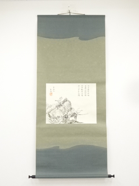 JAPANESE HANGING SCROLL / HAND PAINTED / SCENERY (1961)